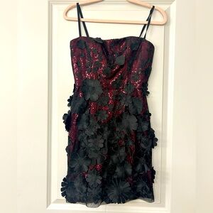 Helsi Hilma Black and Wine Zip Back Dress Size XS